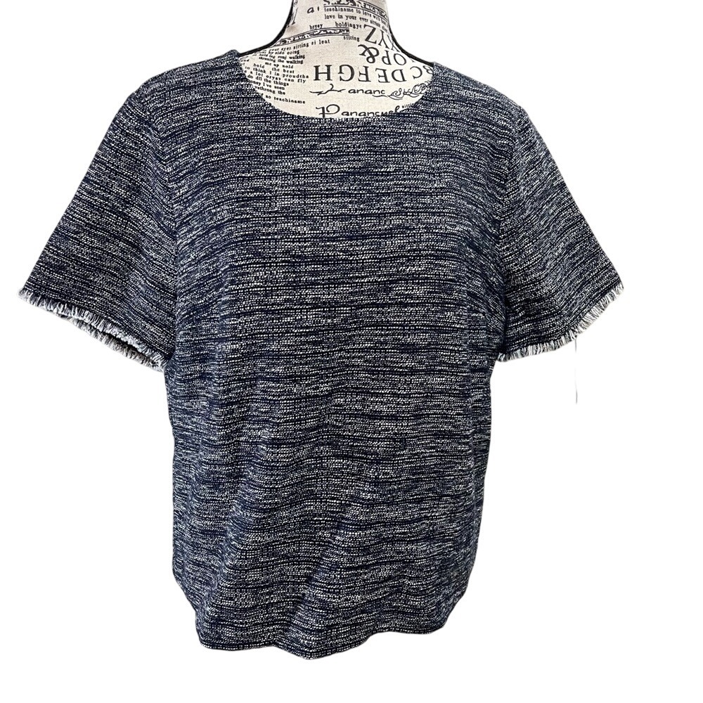 J. Crew Short Sleeve Navy Textured Top